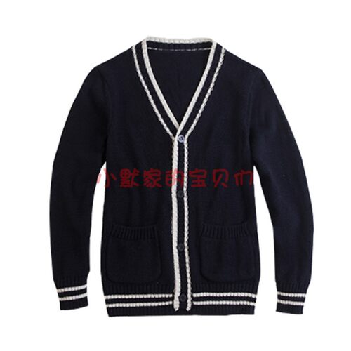 纯棉长袖毛衣开衫校服粗线伊顿纪