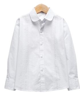 加肥白衬衫春秋蕾丝小学生校服