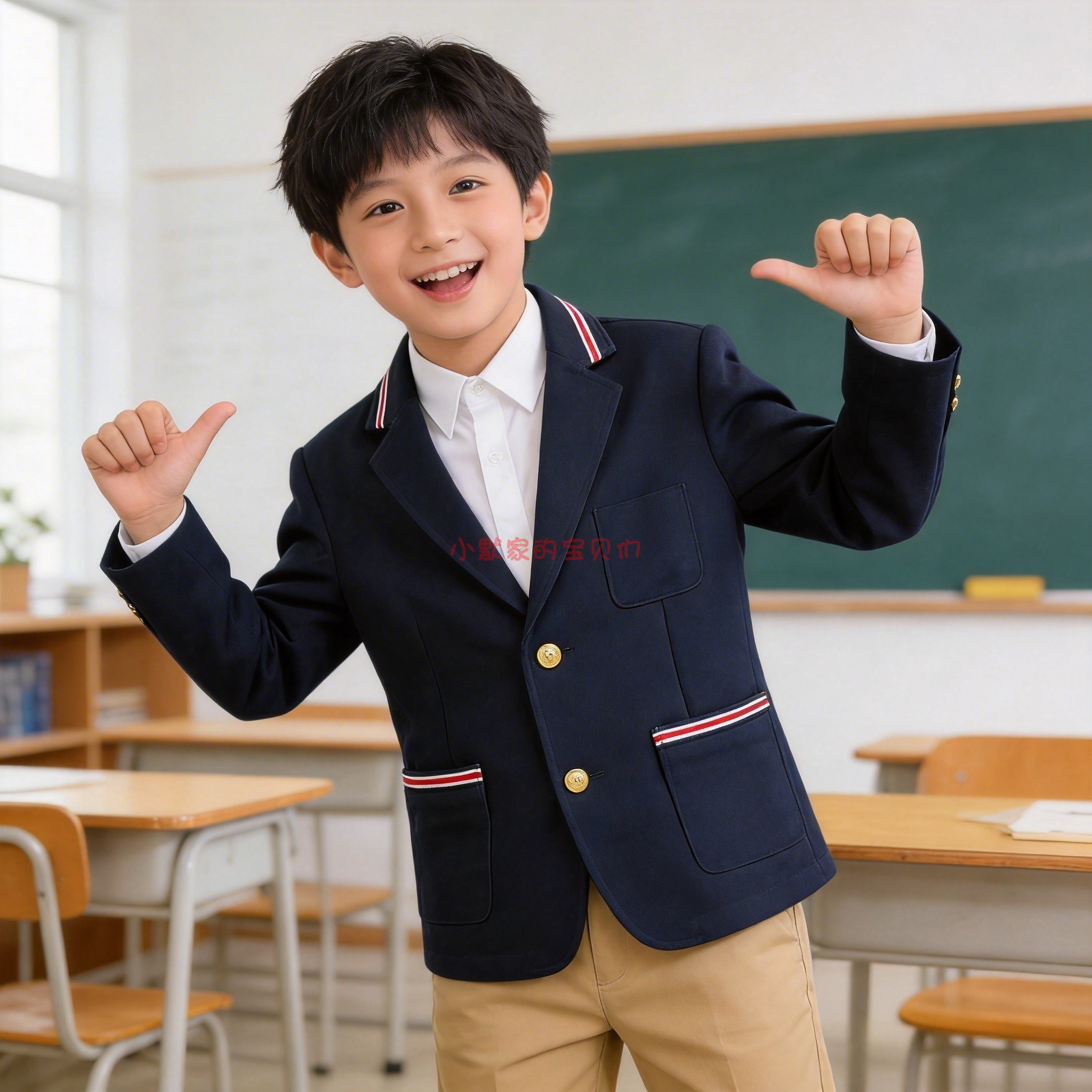 伊顿同款正装中小学生西装校服外套春秋款学院风西装校服枣红西装