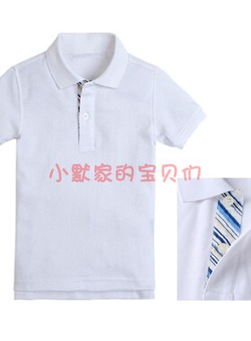 伊顿校服同款男女童白色学院短袖t恤夏季polo衫09T122儿童套头衫