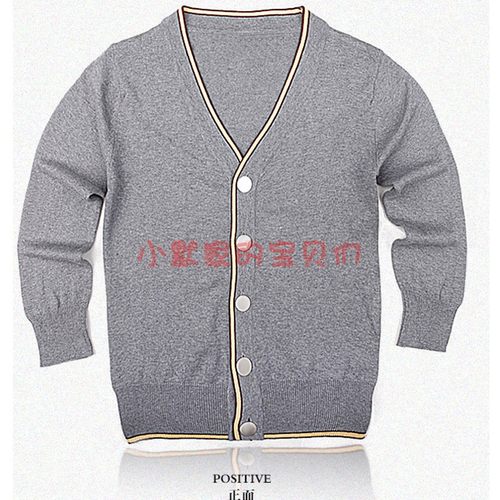 细线纯棉毛衣开衫兰诗灰色校服