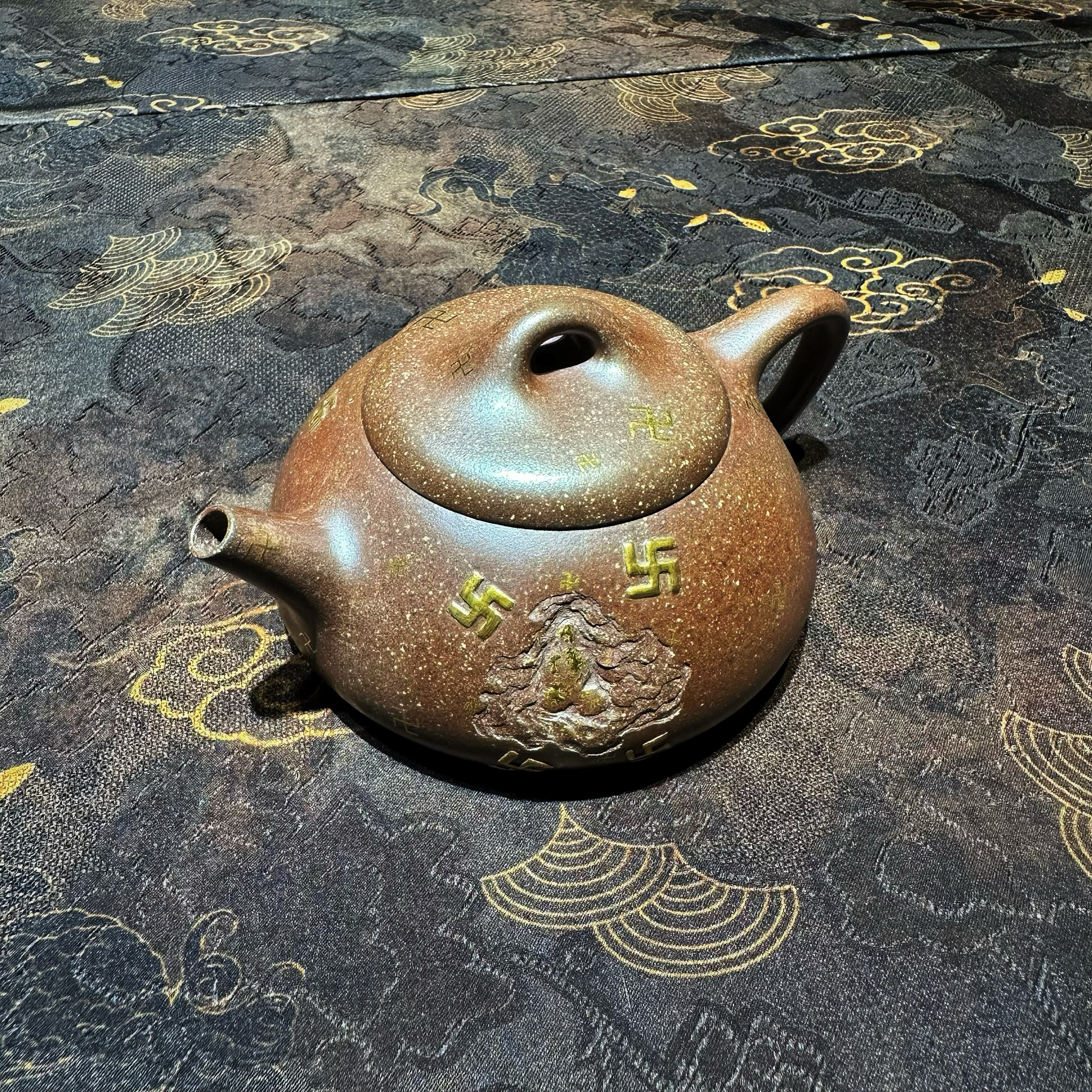 柴烧赖继贤 卐纹瓢 原矿青段柴烧紫砂壶原矿纯手工龙德堂范泽锋
