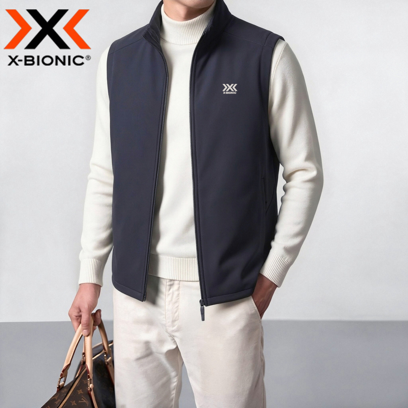XBIONIC 休闲风立领拉链软壳马甲男秋季保暖背心商务无袖坎肩外套图片