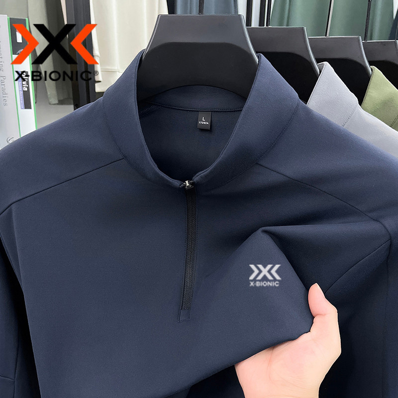 X-BIONIC 旷野半拉链立领长袖T恤男秋季跑步运动双面抓绒打底衫