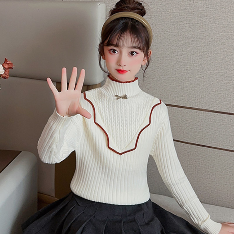女童毛衣打底衫厚款2026年秋冬新款儿童针织洋气女孩休闲内搭加绒