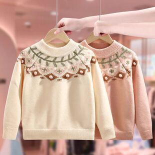 秋冬中大童加厚打底内搭 儿童洋气宝宝针织衫 女童毛衣2025秋季 新款