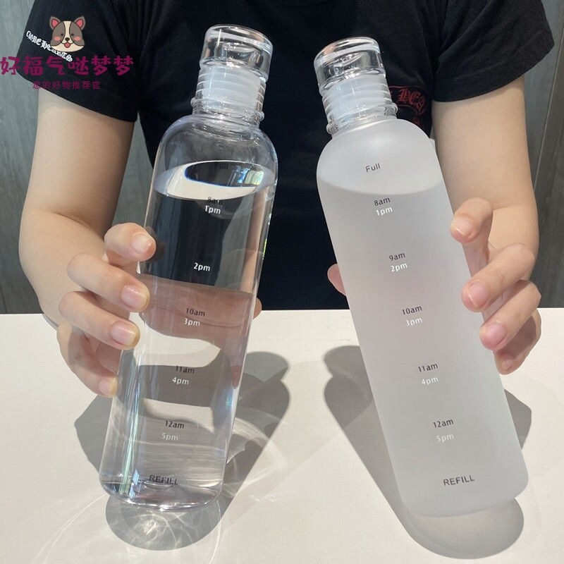矿泉水瓶式水杯小红书防摔塑料子女男学生高颜值ins茶杯运动简约