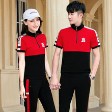 2020新款 短袖 夏装 运动套男女装 休闲韩版 夏季 运动服套装 情侣装 长裤