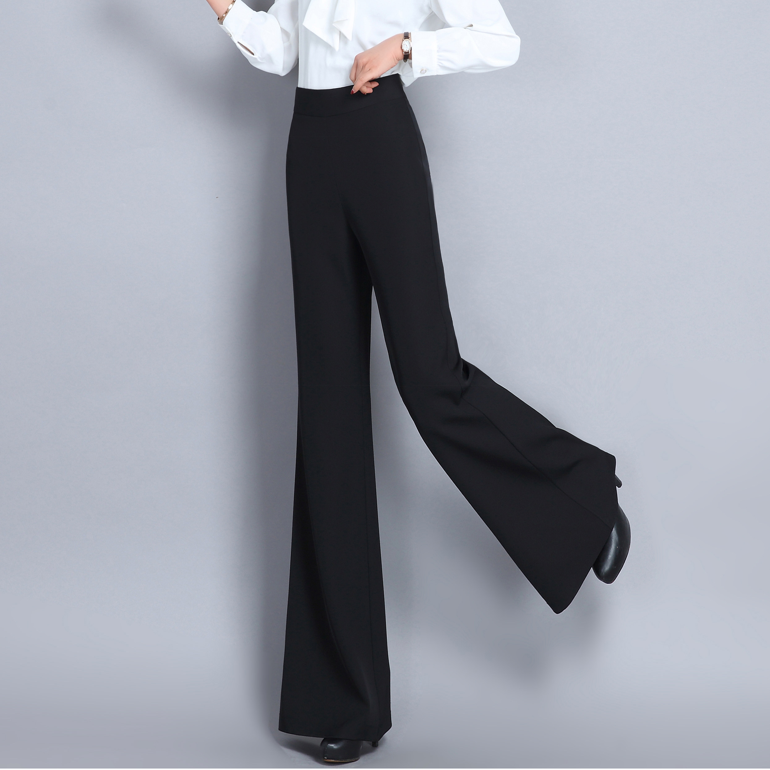 新款阔腿裤微喇长裤2026春季喇叭裤高腰垂坠宽松西装裤拖地裤子女