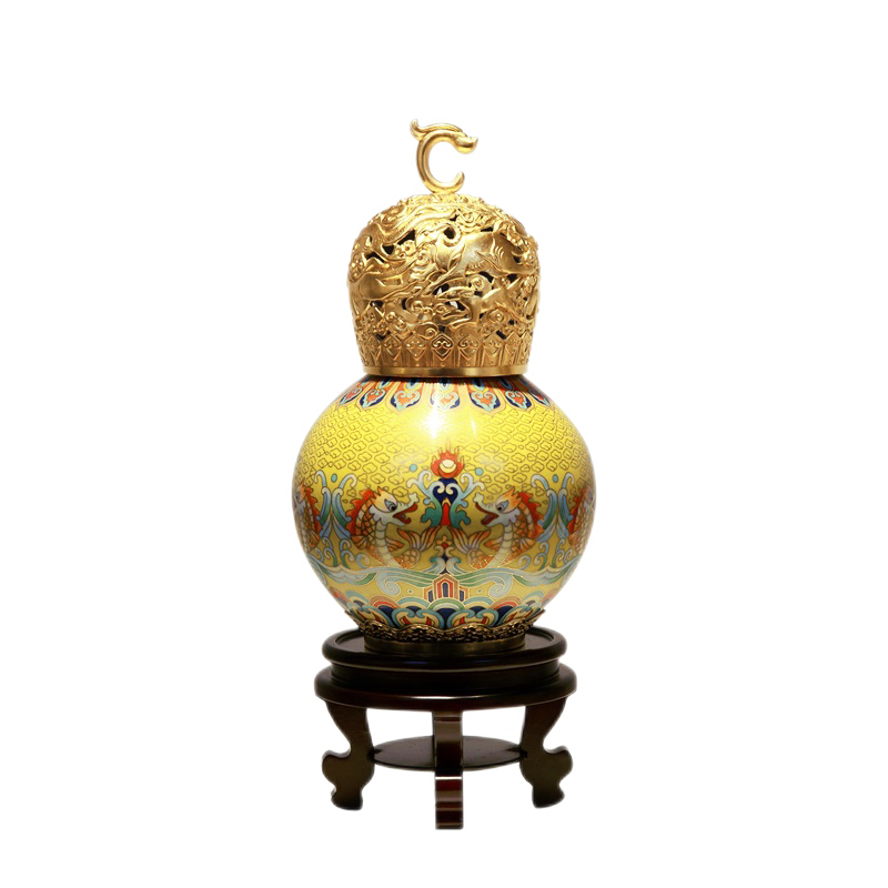 刘永森作品铜胎錾刻景泰蓝大吉熏