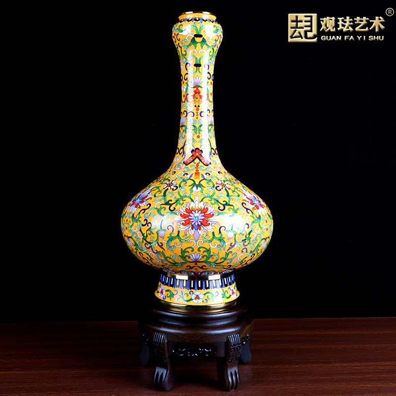 景泰蓝花瓶摆件蒜头瓶手工铜工艺