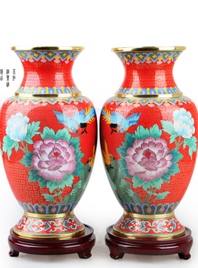 12寸富贵牡丹景泰蓝景泰蓝花瓶