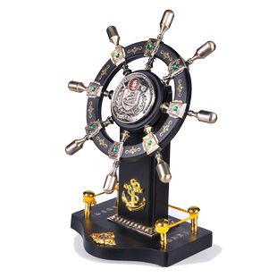 开业礼品领航舵盘摆件乔迁礼品办公桌装饰摆设手船舵工艺品航海舵