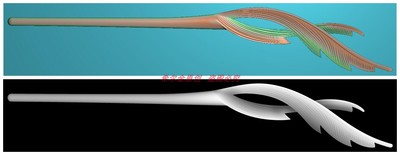 凤翎发簪精雕图 浮雕图 灰度图  artcam桃木雕玉雕骨雕牙雕刻图