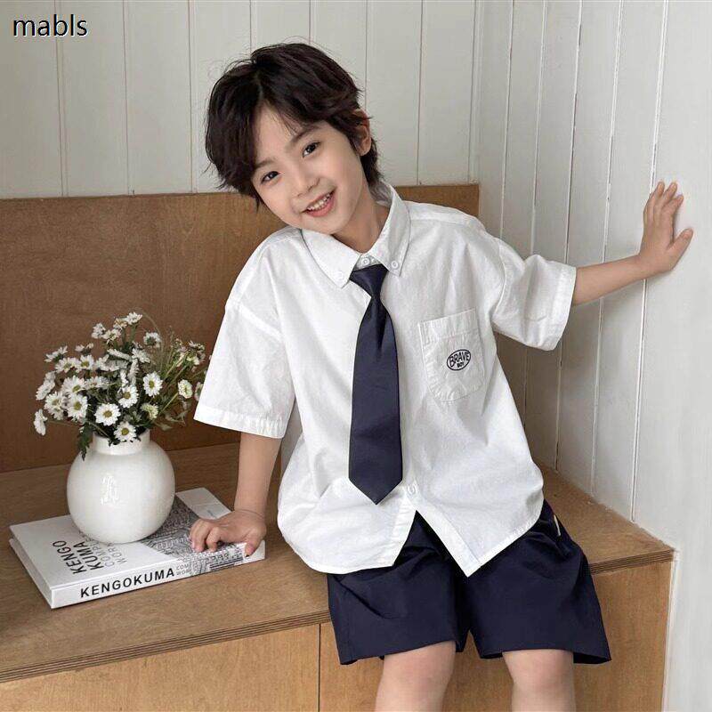法国mabls男童衬衫短袖纯