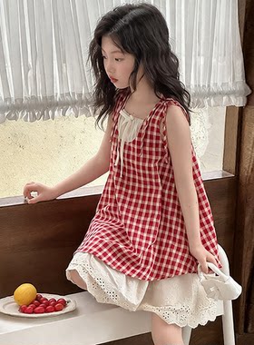女童格子背心裙夏装新款韩版宝宝