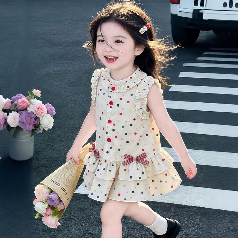 2026女童圆点连衣裙夏季新款洋气