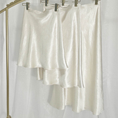 真醋酸褶皱肌理感米白色半身裙a字伞裙短中长款 鱼尾垂感显瘦减龄