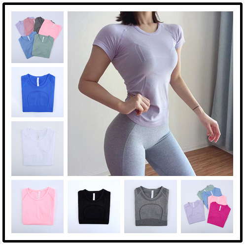 瑜伽服女上衣性感速干健身房运动晨练跑步圆领短袖TS