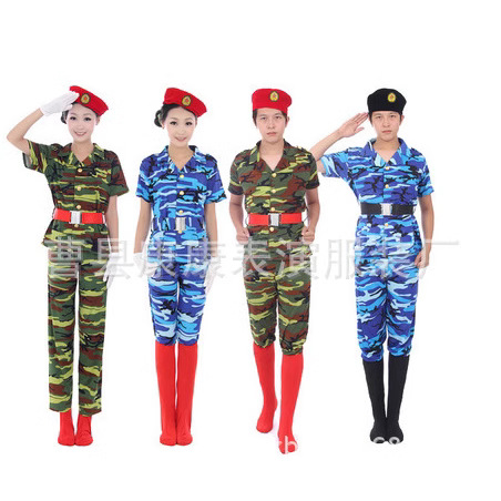 短袖舞台服演出服装女款迷彩裤女兵服装装广场舞厂家直供表演服