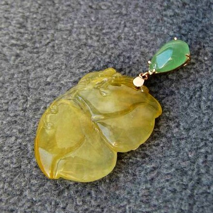 【dongdoon】天然A货翡翠绝美黄翡福瓜水滴扣头吊坠挂件 镶嵌款式