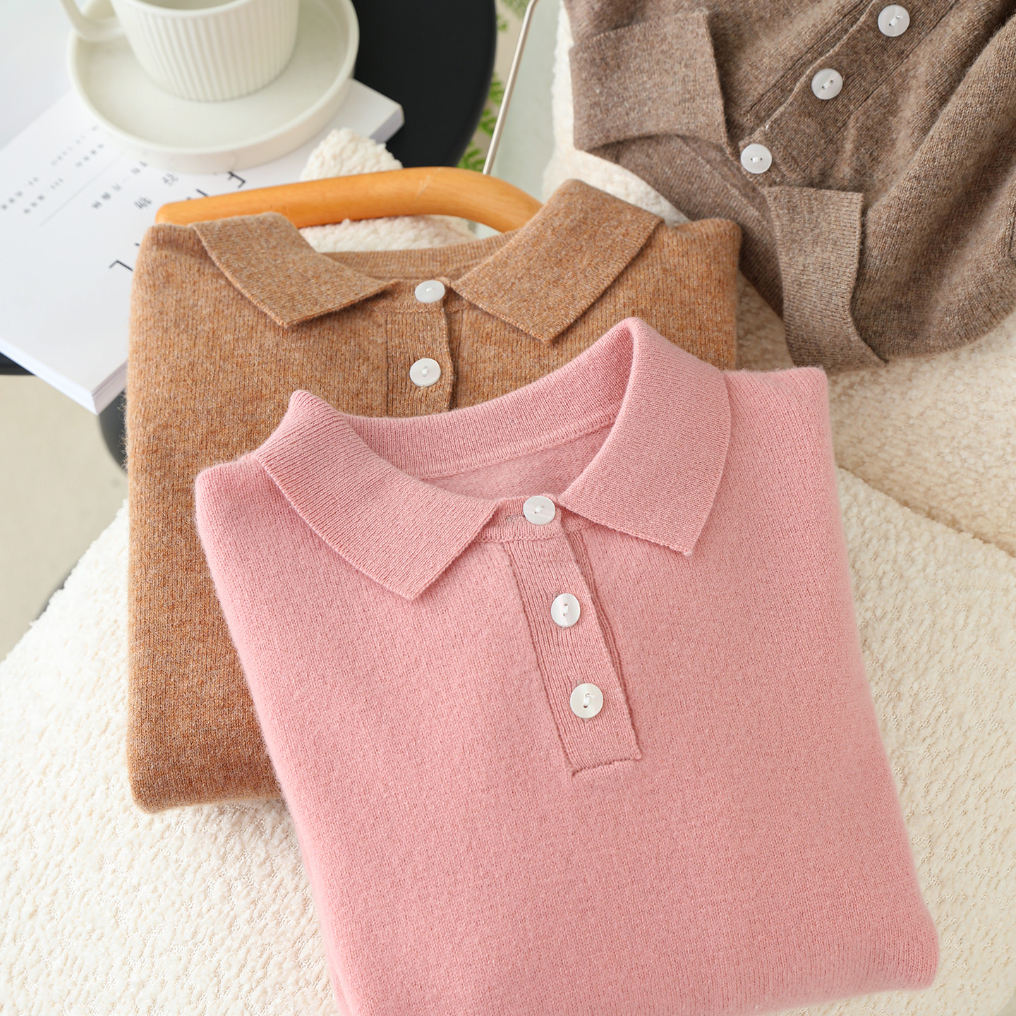 儿童100%纯羊毛衫男童女童翻领