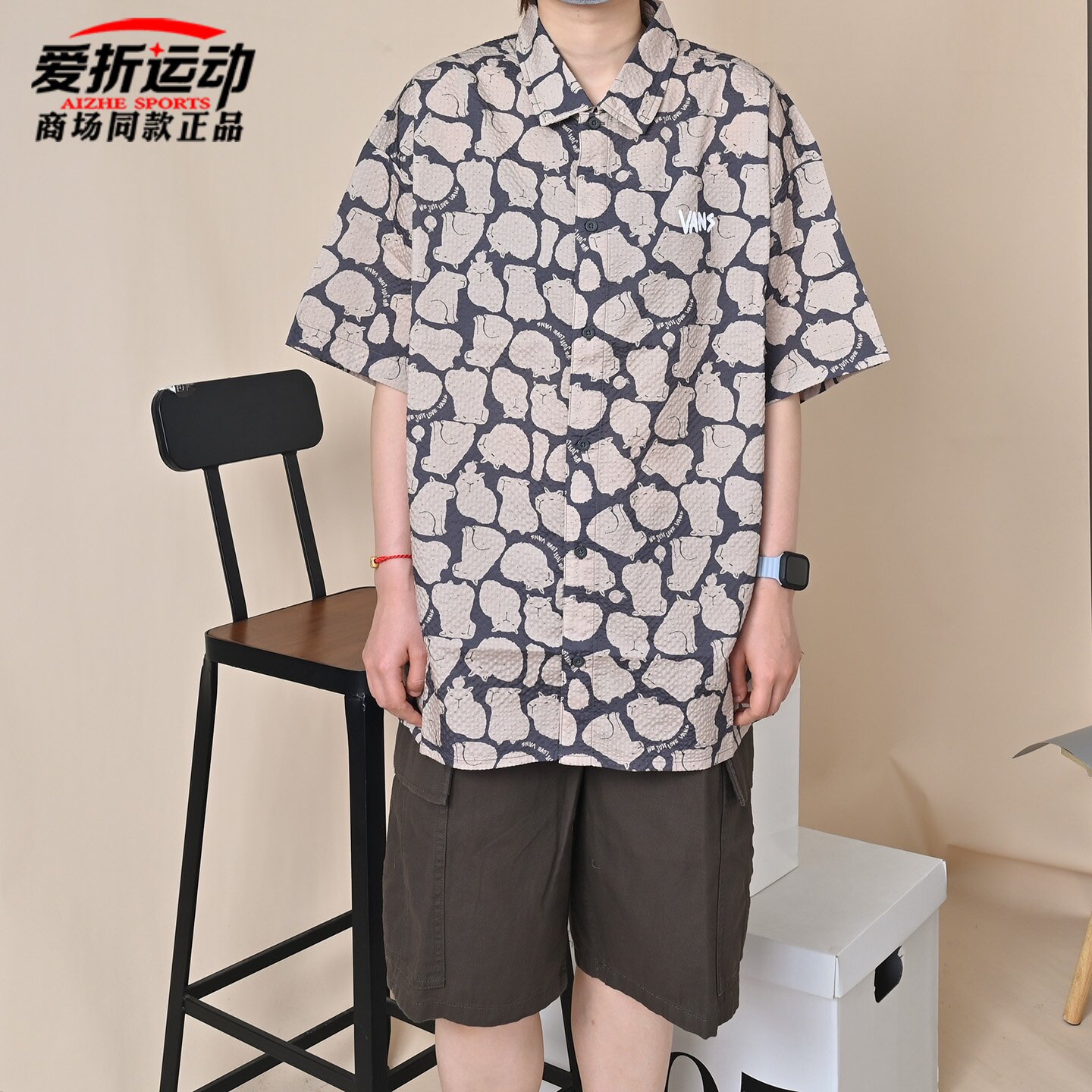 VANS范斯男子短袖印花衬衫图片