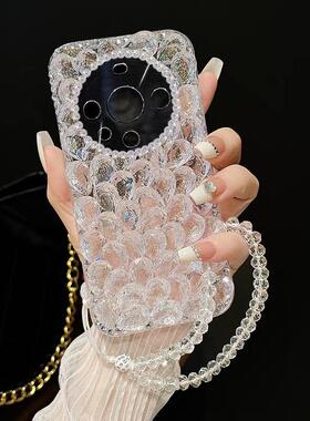 适用华为mate60手机壳80水钻70Air荣耀400女款保时捷mate40RS镶钻80proMax带手链50高档P70Pro防摔magic6软套
