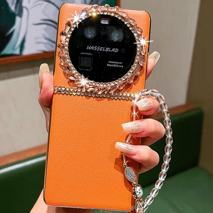 适用于OPPOA5pro手机壳X8新款FindX6闪钻findX7全包防摔A3pro曲面屏素皮A2包镜头钻Reno13保护壳K12奢华K11x