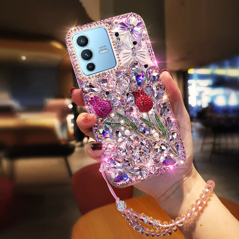 适用于vivoS12手机壳S15女款S15e奢华S16玫瑰花满钻S12pro全包防摔S15pro软壳Y76S镶钻Y33S保护壳网红水钻壳