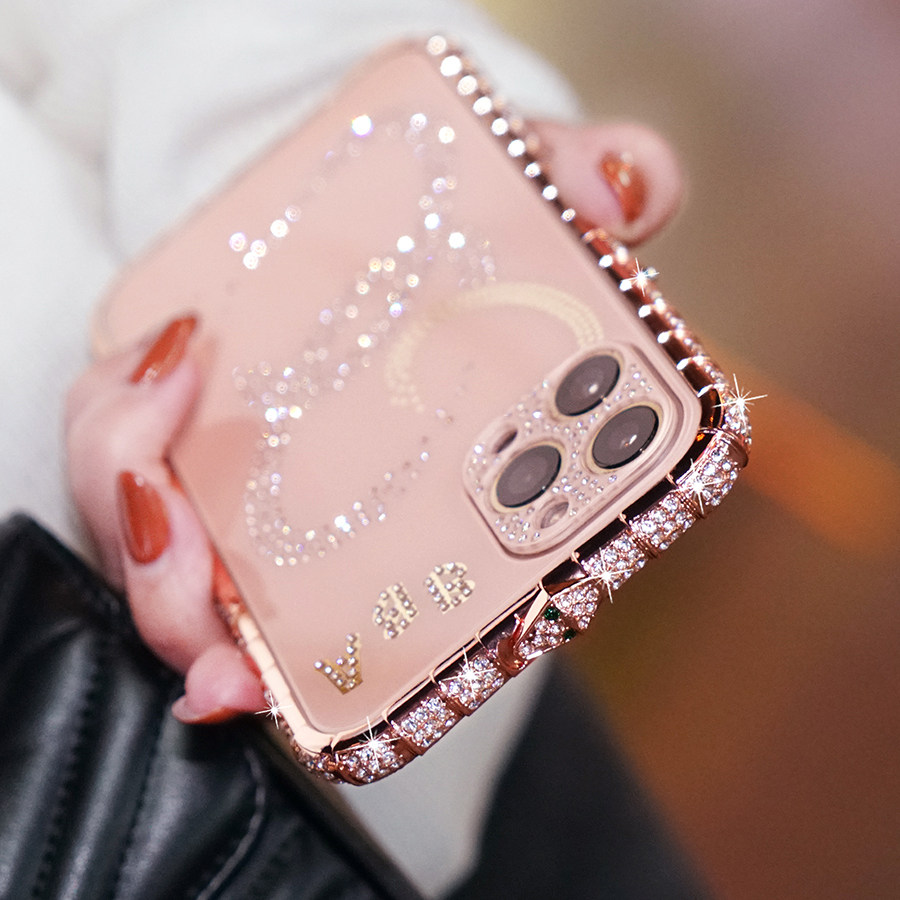 适用于适用于苹果13promax壳水钻女款iPhone13金属边框iPhone13pr