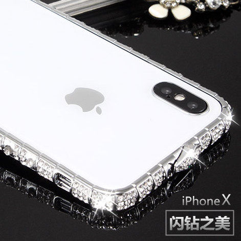 适用苹果X手机壳16pro镶钻15边框