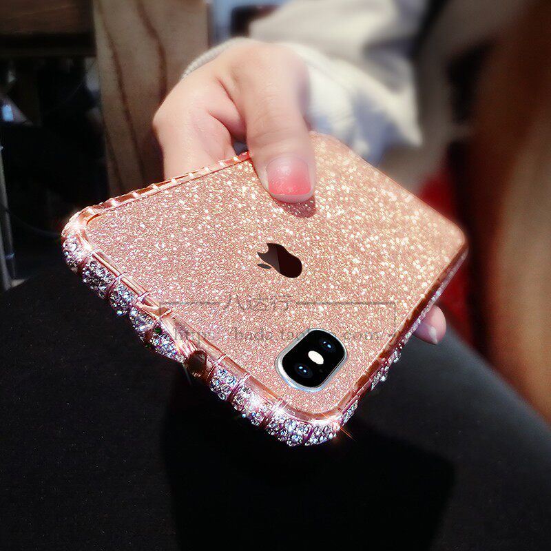 适用于苹果X手机壳iPhoneX镶钻边框水钻金属ix闪粉潮女10防摔磨砂