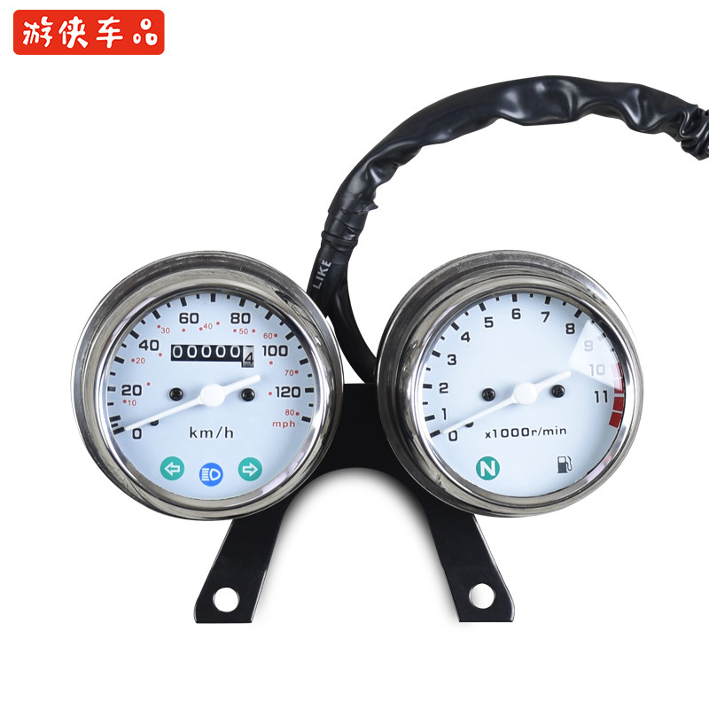游侠gn咖啡复古摩托车改装不锈钢仪表双表里程表转速表码表咪表