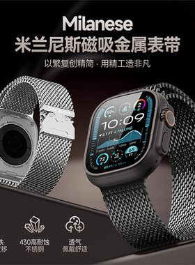 适用applewatch10新款s10苹果手表s9高级感iwatch8金属s8磁吸表带