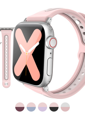 适用于苹果手表表带Apple Watch Ultra 9&8&7&6硅胶撞色滑扣表带
