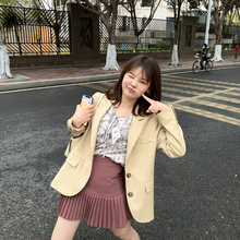 花栗鼠小姐网红英伦风粉色少女小西装西服外套女韩版宽松春秋时尚