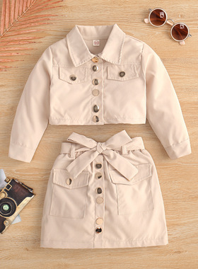 女童春秋新款洋气套装2025小女孩全棉牛仔外套半身短裙两件套潮