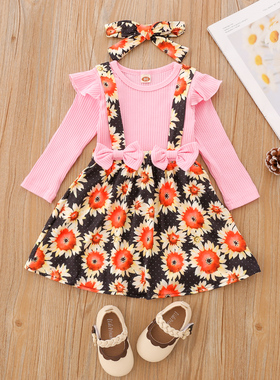 公主裙女童秋装新款套装儿童吊带裙女宝宝洋气可爱连衣裙女孩衣服