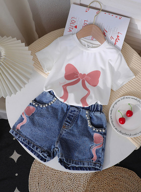 女童夏季套装2025新款中大童夏款短袖短裤时髦洋气休闲儿童装