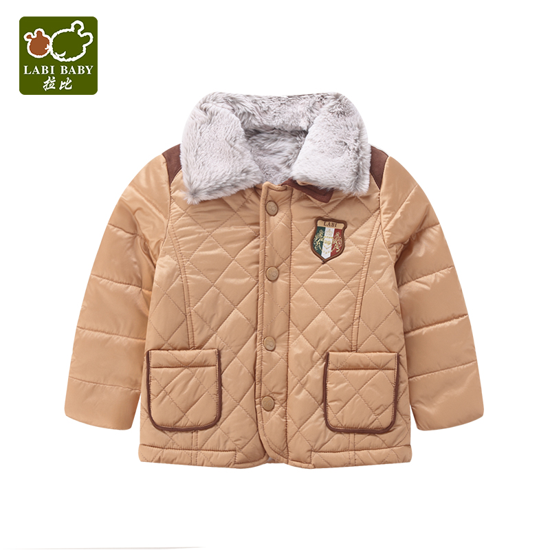 1折拉比童装专卖绅士可拆毛领外套男童宝宝冬款厚款保暖棉袄80#