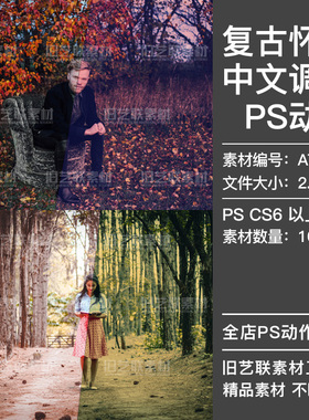 PS中文调色动作人像风景照片复古怀旧效果影楼摄影后期插件ATN317