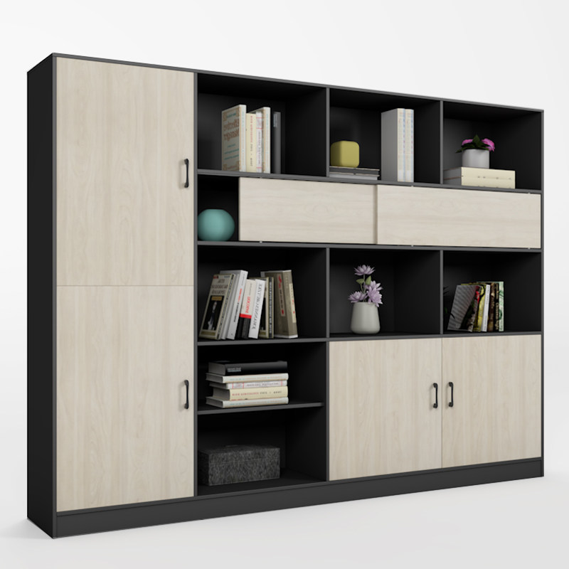 新款办公室文件柜木质柜子1.8/2.4米书房书橱展示柜经理桌背景书