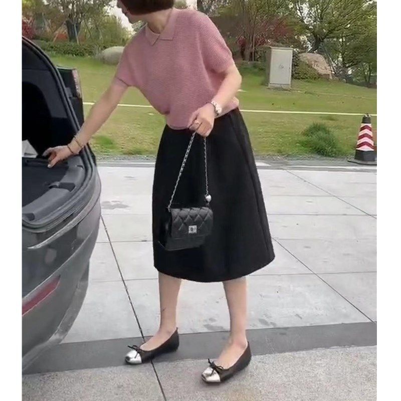 23282大爱美依缘2025夏季新款翻领短袖宽松T恤时尚蓬蓬半裙洋气女