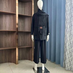 KN2520大爱美依缘2025秋冬新款 宽松毛呢外套减龄女 韩系围巾手套款