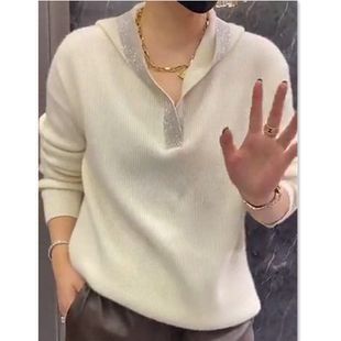 白色韩版 9921大爱美依缘2024秋季 连帽卫衣长袖 时尚 显瘦女上衣 新款