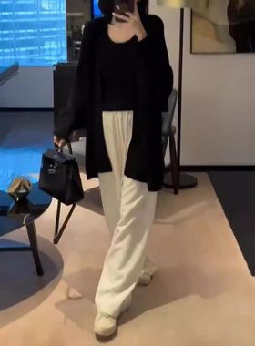 24950大爱美依缘2025秋季新款高级感慵懒风宽松外套休闲阔腿裤女