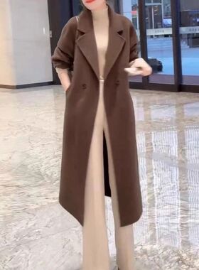 23760大爱美依缘2026秋冬新款高级大气长款呢子外套时髦长裤洋气