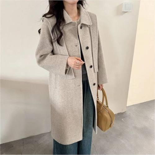 ZY9808大爱美依缘2025秋季新款高级感宽松显瘦连帽中长款毛呢外套