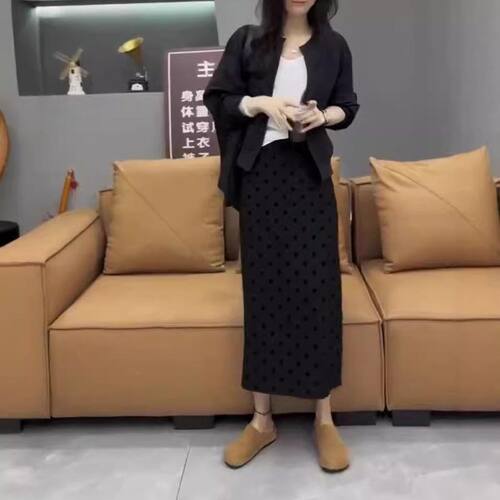 24936大爱美依缘2025秋季新款休闲宽松长袖外套高腰波点半身裙女